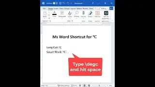 Degree Celsius symbol shortcut in Word #msword #mswordshortcuts #mswordforbeginners