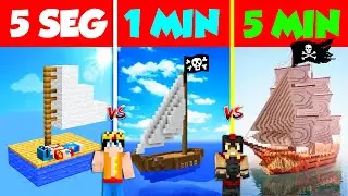 ¡CONSTRUIMOS EL BARCO PIRATA LEGENDARIO PARA COMPAS! 😂⏰ EN 5 SEGUNDOS VS 1 MIN VS 5 MIN 😱 MINECRAFT