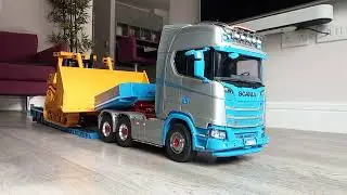 1/14 RC Scania 770 & Carson low loader working at its limit with 26kg rc dozer