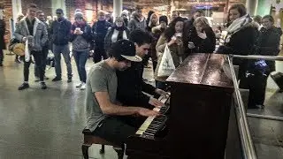 2 Guys at Train Station Play STAR WARS - Crowd is Amazed!