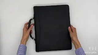 Leather Zipper Laptop Portfolio with Handle and Notepad Holder for 13