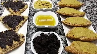 معجون الزيتون الاخضر والاسود لدهن الخبز والمملحات مثل المطاعم