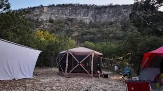 Luxury Tent Camping with a projector