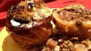 Apple crumble in an apple