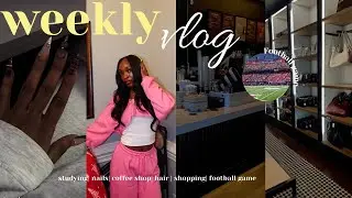 WEEKLY VLOG: Shopping + New nails + Football game + New hair + Mini haul + Studying!!
