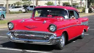 Cruisin’ The Coast Car Show (Red Classic Antique Cars)