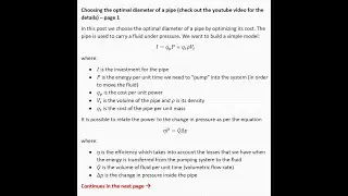 Choosing the Optimal Diameter of a Pipe by Minimizing the Cost (Engineering)