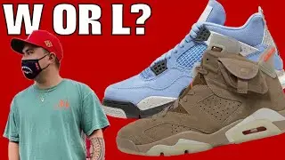 TRAVIS SCOTT JORDAN 6 British Khaki RAFFLE & JORDAN 4 University Blue FLX APP TRASH