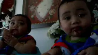 TYRELL AND TYRONE EATING MINI-FUDGE BROWNIES
