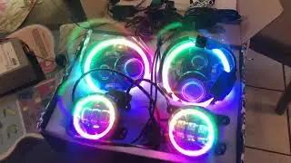 High beam off-road orbital RGB led chasing Jeep JK headlights and fog lights