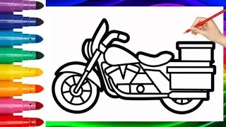 How to draw and color Motorcycle | Drawing and coloring Bike step by step easy | Bike  drawing easy