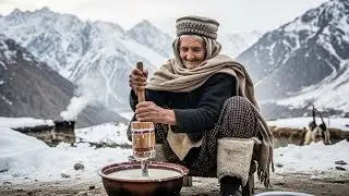 Grandmother&rsquo;s Traditional Life in Snowy Baltistan | Fresh Milk, Yogurt, Lassi & Butter in Extreme Wi