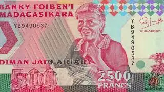 🇲🇬 Madagascar  2500 (2,500) Francs  1988 - 1993   P 72 A a   Crisp GEM UNC