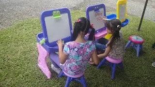 Mesa Escritorio Ni&ntilde;os Pupitre Tablero Acr&iacute;lico 2 En 1 Silla Juguete Boy Toys