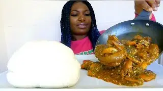 Asmr mubkang ogbono/ okor soup with poundo yam fufu