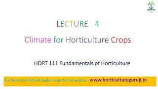 #HORT111 | Lecture 4 Climate for Horticulture Crops | उद्यानिकी फसलों के लिए जलवायु