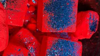Jumbo chalk and chunks in neon orange Holi mixed with cornstarch and blue glitter #asmrsounds