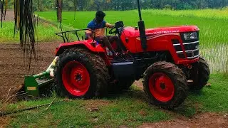 Mahindra yuvo tech Plus 585 4wd tractor Goes to 42 blade gomathi rotavator performance 