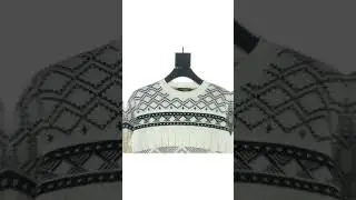 CHANEL women's jacquard pattern contrast crew neck sweater