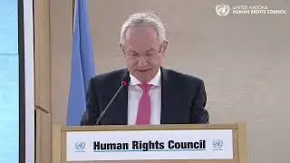 UN General Assembly President Csaba Kőr&ouml;si addresses the 52nd session of the UN Human Rights Council
