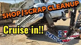 Shop/scrap cleanup, cruise in and cars and coffee.