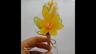 EP 185 : Daffodil  brooch (How to make nylon flower by ployandpoom