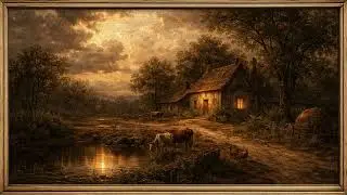 Cozy Countryside Farm at Dusk in 4K | Rustic Wall Art