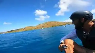 Efoiling cross legged in North Sound Virgin Gorda