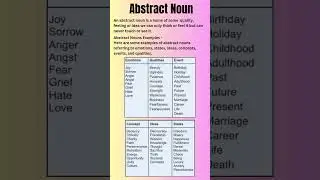 Abstract Noun | Types of noun | noun #english | learn english #education #grammar