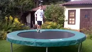 jamie stock and harrison brown messing arount on the trampoline