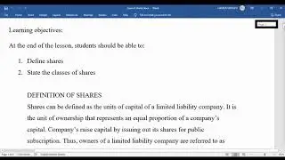 Issue of shares (Introduction)