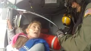 Stranded Mom & Child Rescued From Flood By Coast Guard