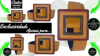 cinto triple square feminino mostarda moda atacado aser fashion