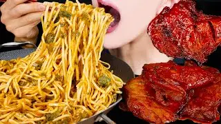 ASMR TAIWAN MARA SPICY NOODLES BBQ CHICKEN MUKBANG자메이카 치킨 대만 회혼면 먹방台湾 辛い マーラータン チキン 咀嚼音EATING SOUNDS