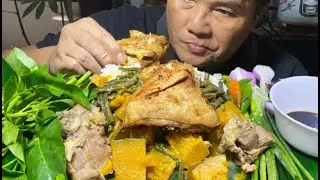 ASMR * Creamy Pumpkin * Pork & Chicken Rice * Fresh Salad Onions | Nasdy Vlog Mukbang