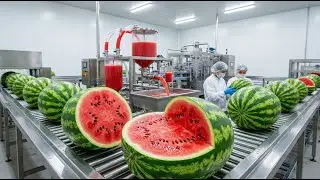 Inside a Massive Watermelon Factory: From Fresh-Picked Melons to Premium Bottled Juice