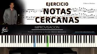 Ejercicio NOTAS CERCANAS Y ESCALA MENOR MELODICA -  ideas para Improvisar [Partituras y Midi]