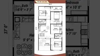 🏡 20'x37' 3BHK House Plan | Compact & Functional Design