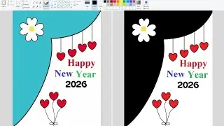 MS Paint मे ग्रीटिंग कार्ड कैसे बनाए | New Year Card Design in MS Paint.