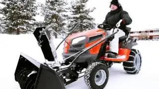 Husqvarna YTH tractor with two-stage snow thrower