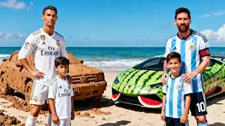 Ronaldo&rsquo;s Mud Car vs Messi&rsquo;s Watermelon Car 🤣 | Funny Football Video