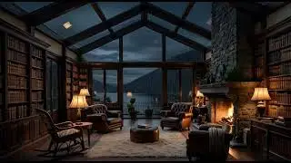 Dark Academia Vibes | Rainy Night in a Luxury Library | 4K 60FPS ASMR
