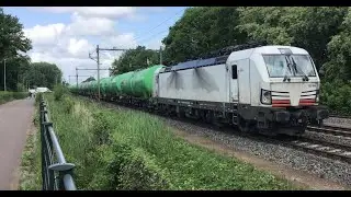Kerosene / Jet Fuel Tankers Freight Train RTB Cargo with White Vectron locomotive at Blerick🇳🇱7.5.25