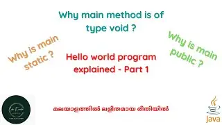 Hello world program  Part 1 | why is main static | why is main of type void | Code eureka