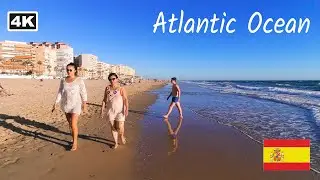Atlantic Ocean Beach Walk | Relaxing 4K Virtual Walking Tour, Waves Sound, C&aacute;diz [Spain 4K]