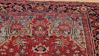 Early 20th Century Hand Knotted Persian Persian Heriz Serapi in Blue, @thepersianknot , SKU 2191
