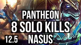 PANTHEON vs NASUS (TOP) | 8 solo kills, 12/2/4, 300+ games, Dominating | NA Diamond | 12.5