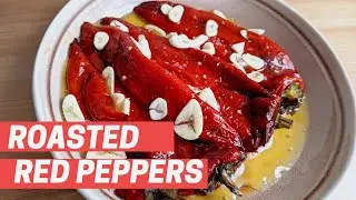 Roasted Red Peppers in Olive Oil with Garlic (Airfryer&Oven)