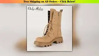 Onlymaker Women Round Toe  Lace Up Ankle Boots  Side Zipper Autumn Winnter Platform Motorcycle