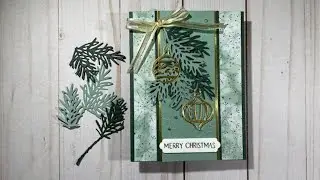 Yay!  One Christmas card done - used Stampin' Up! Decorated Pine dies